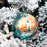 Winter Wonderland Christmas Set 1 Sublimated Ceramic Ornament 3", 5 Piece Set
