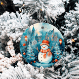 Winter Wonderland Christmas Set 1 Sublimated Ceramic Ornament 3", 5 Piece Set