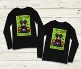 Caution Witch Crossing Halloween HTV Graphic Unisex Youth Long Sleeve T-shirts