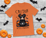 Caution Witch Crossing Halloween HTV Graphic Unisex T-shirts