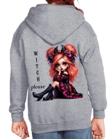 Witch Please Halloween HTV Graphic Youth Full-zip Hoodies