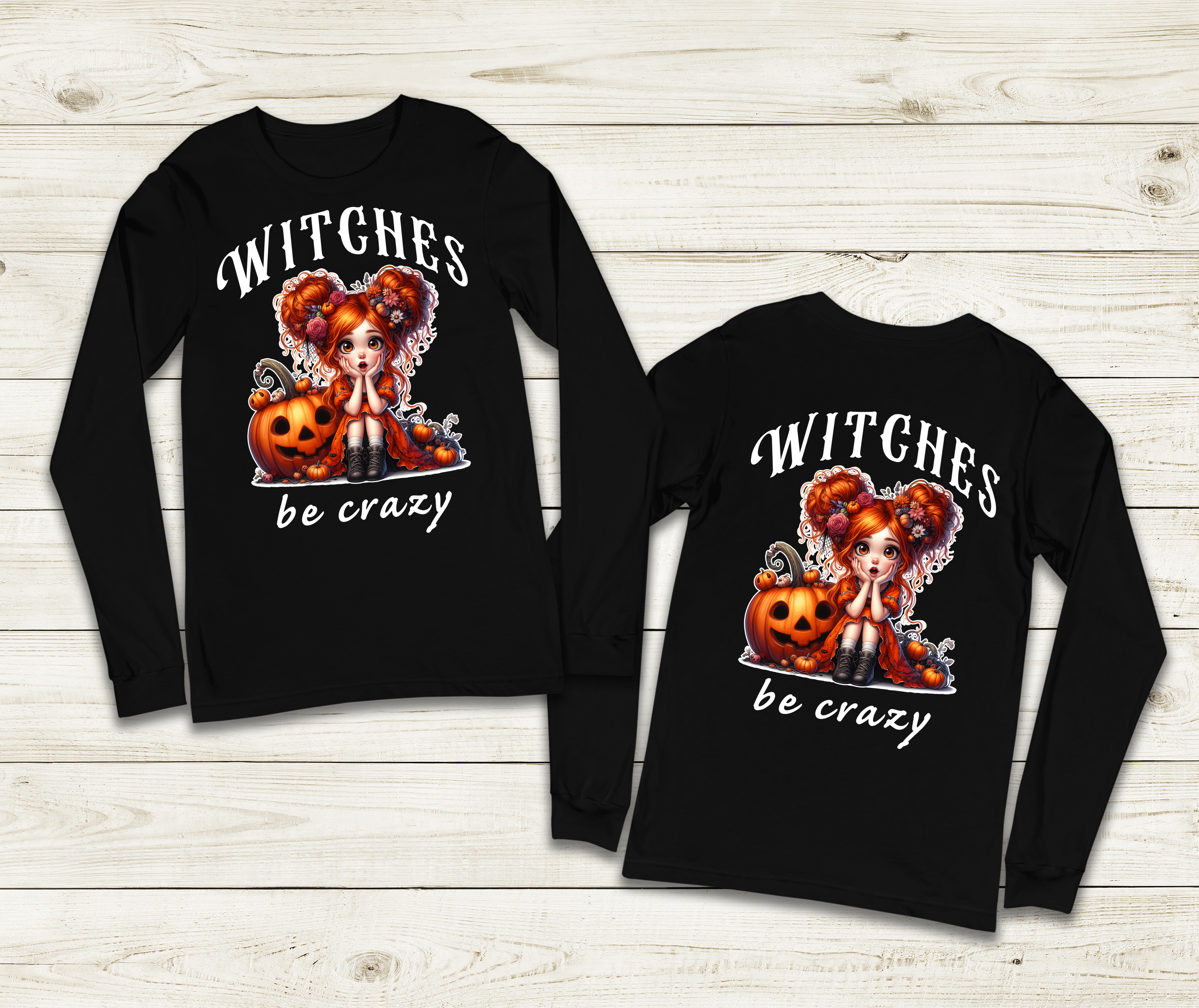 Witches Be Crazy Halloween HTV Graphic Unisex Youth Long Sleeve T-shirts