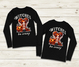 Witches Be Crazy Halloween HTV Graphic Unisex Youth Long Sleeve T-shirts