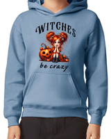 Witches Be Crazy Halloween HTV Graphic Youth Pullover Hoodies