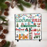 Christmas Rules Sublimated Square Photo Slate