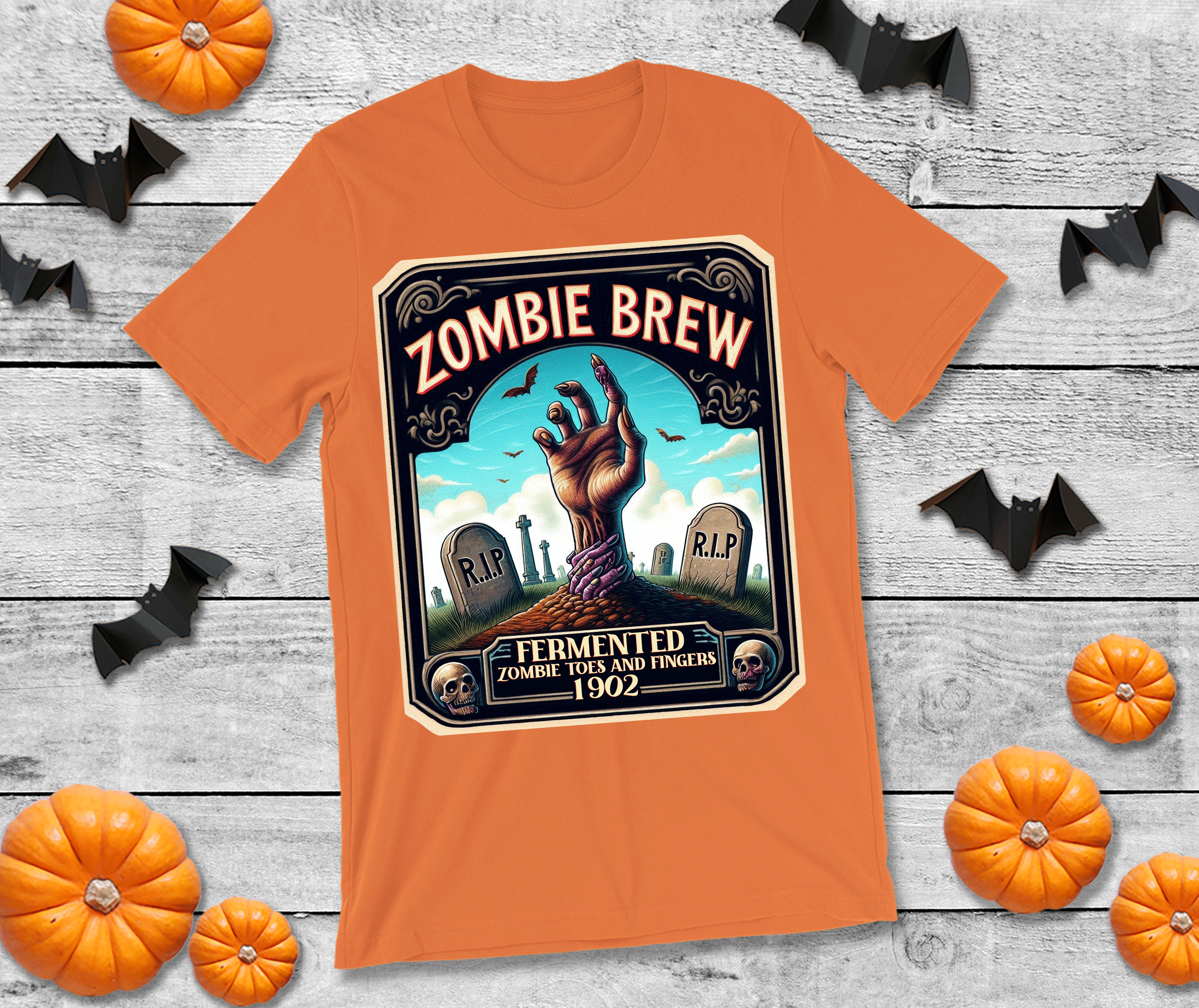 Zombie Brew Halloween HTV Graphic Unisex T-shirts