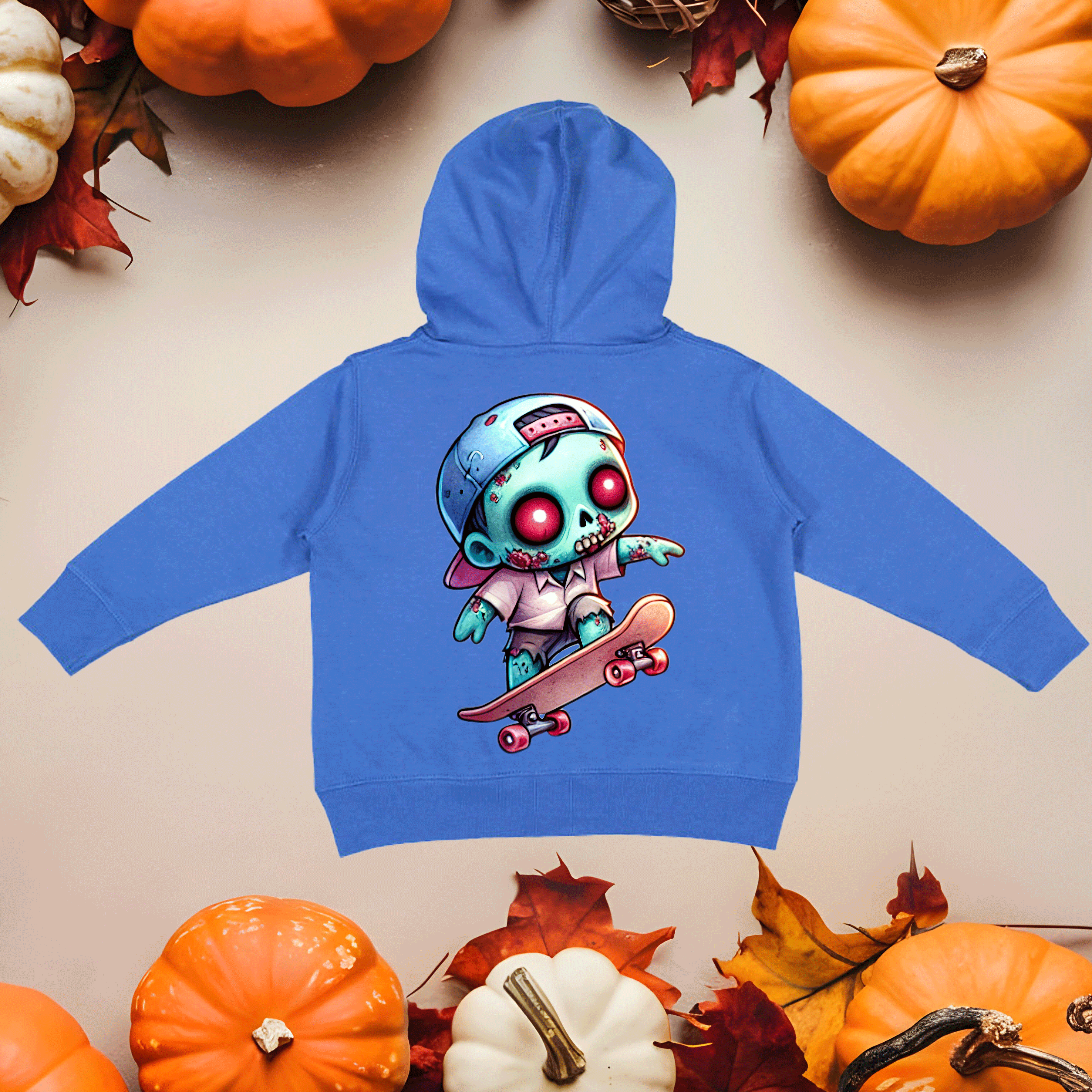 Skater Zombie Halloween HTV Toddler Full Zip Hoodies