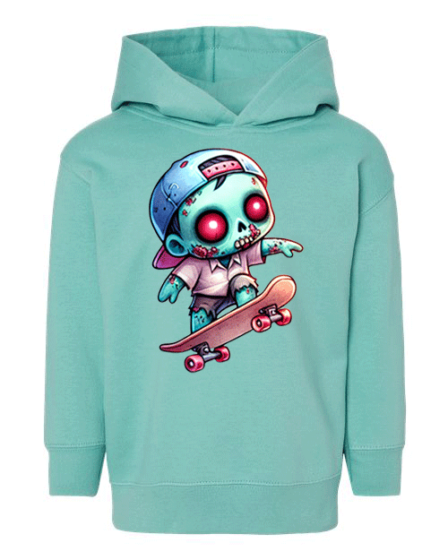 Skater Zombie Halloween HTV Toddler Pullover Hoodies